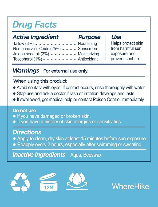 Organic Beef Tallow Sunscreen-SPF 50 with Zinc Oxide,Non-Toxic 2-in-1 Moisturizer & Mineral Sunblock | Reef Safe, Chemical-Free,Lightweight, Clean Formula for Sensitive Skin Natural Sunscreen.