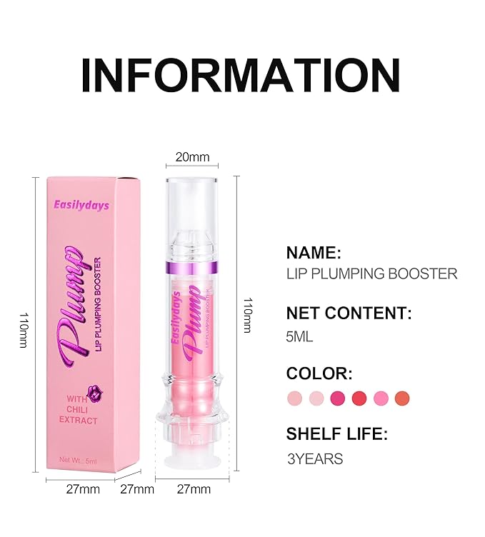 Spicy Lip Gloss Plumper Glossy Lip Lipstick, Lifting Gloss, Hydrating, Volumizes, High-Shine, Lip Plumping Lip Glaze Lip Makeup, Plump & Pout Lip Plumper for Women Girls (#04)