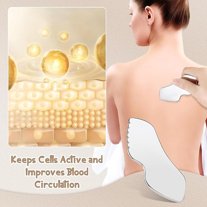 Gua Sha Facial Tools Guasha for Face - 1Pcs Stainless Steel Gua Sha Tool - Massager Tool for Jawline & Chin,Fascia Massage Tool for Face Massage, Lymphatic Drainage Massager s