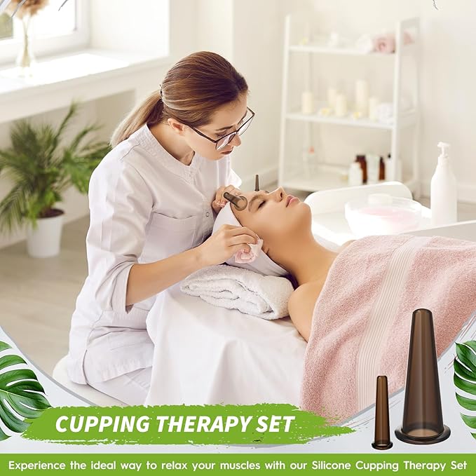 4 Pcs Face Cupping Set, Facial Cupping Set for Face and Eye Massage, Silicone Massage Vacuum Anti Aging Beauty Tool Facial Care(Black)