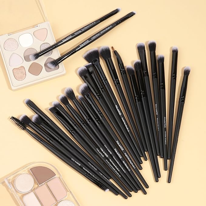 MAANGE Eye Makeup Brushes, 41 Pcs Premium Synthetic Precision Makeup Brush Set Contour Blush Concealers Eyeshadow Eyeliner Blending Make Up Brush Kit (Black, 41 Piece Set)