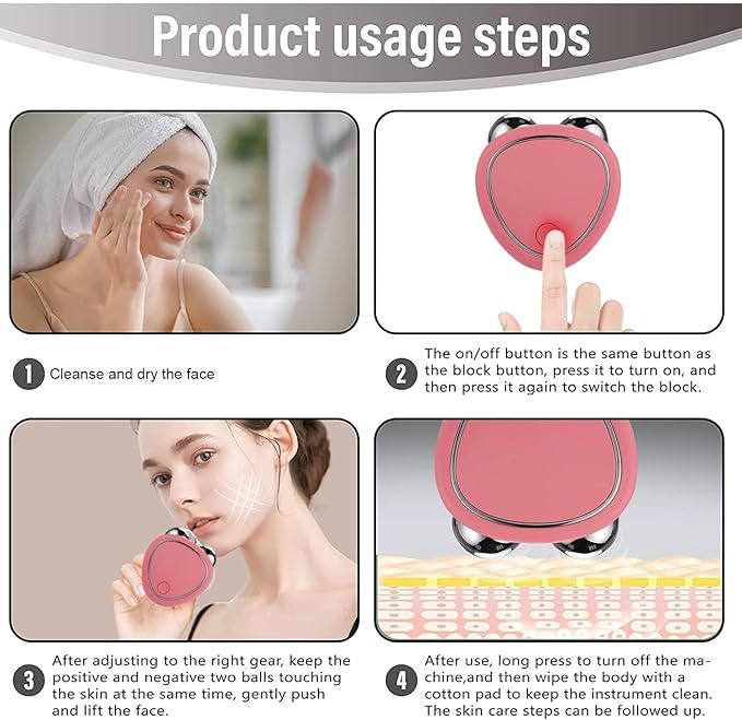 Pauenz 2023 Facial Device, Lift Face and Tighten Skin, Skin Tightening Device for Women, Pink