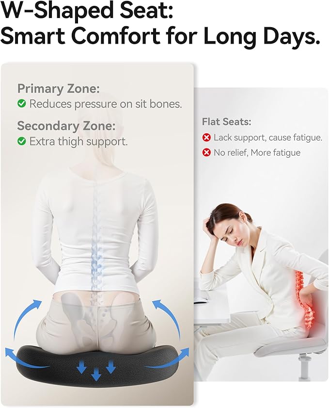 SIHOO Ergonomic Office Chair, High Back Desk Chair, Lumbar Support, Swivel Computer Task Chair with Adjustable Headrest, Tilt Function,Dark Black