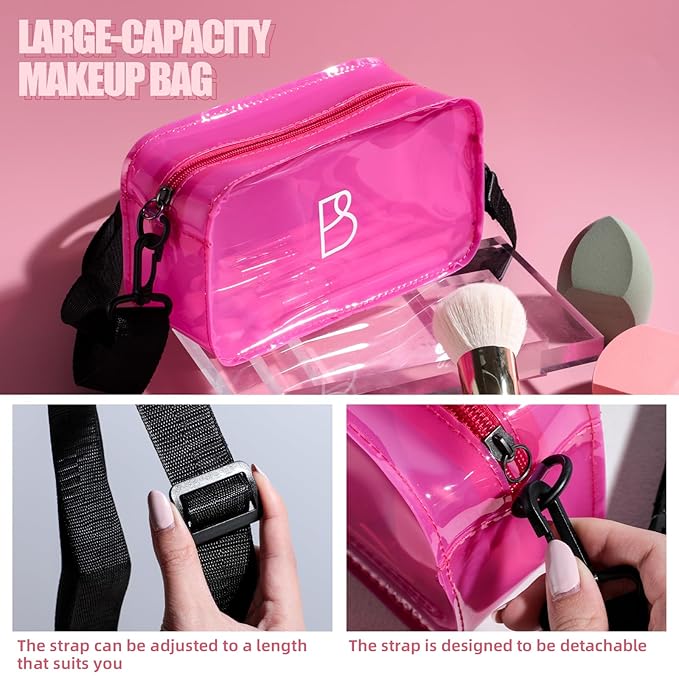 BS-MALL Makeup Brush Set 21 Pcs With Powder Brush, Concealer Brush, Eyeshadow Brush & Blush Brush - Includes 2 Pcs Big Blending Sponge & Stylish Travel Makeup Brush Case For Flawless Application