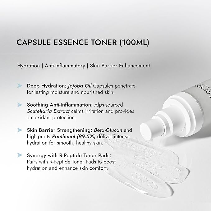 AS OF TODAY Capsule Essence Toner | Hydration, Soothing, Skin Barrier & Even Tone | with Niacinamide, Jojoba Oil Capsules, Scutellaria & D-Panthenol | Clean Beauty