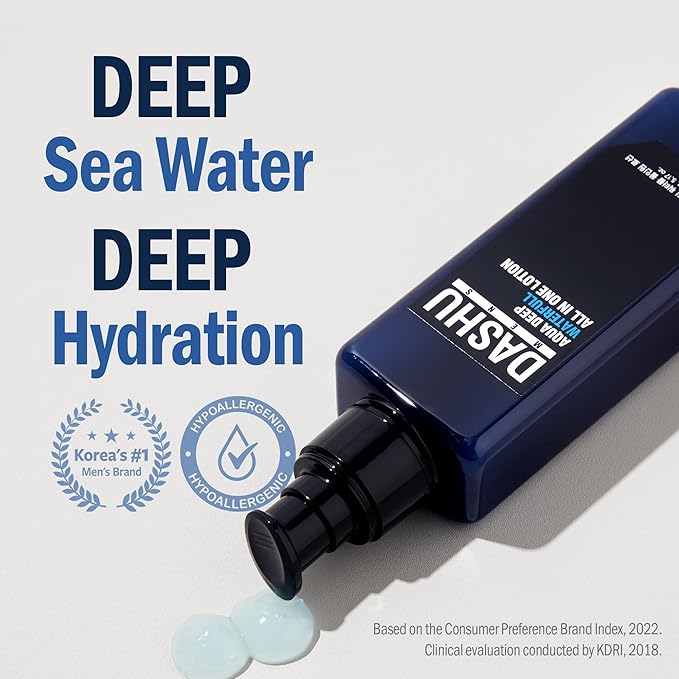 DASHU Aqua Deep Waterfull All-in-One Face Lotion for Men | Hydrating Age-Defying Toner, Essence, Moisturizer & Cream Korean Lotion 5.17 fl oz