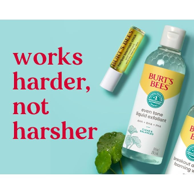 Burt's Bees Clear and Balanced Even Tone Liquid Face Exfoliator, Gentle Exfoliator Reduces Look of Pores and Improves Uneven Pigmentation, 12 Oz
