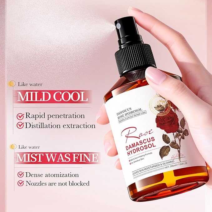 Hydrating Rose Water Face Mist Spray for Face & Hair - Rosewater Facial Toner for Refreshing, Conditioning, Soothing, Moisturizing, Nourishing, Daily Moisturizing Facial Mist for Dry & Sensitive Skin
