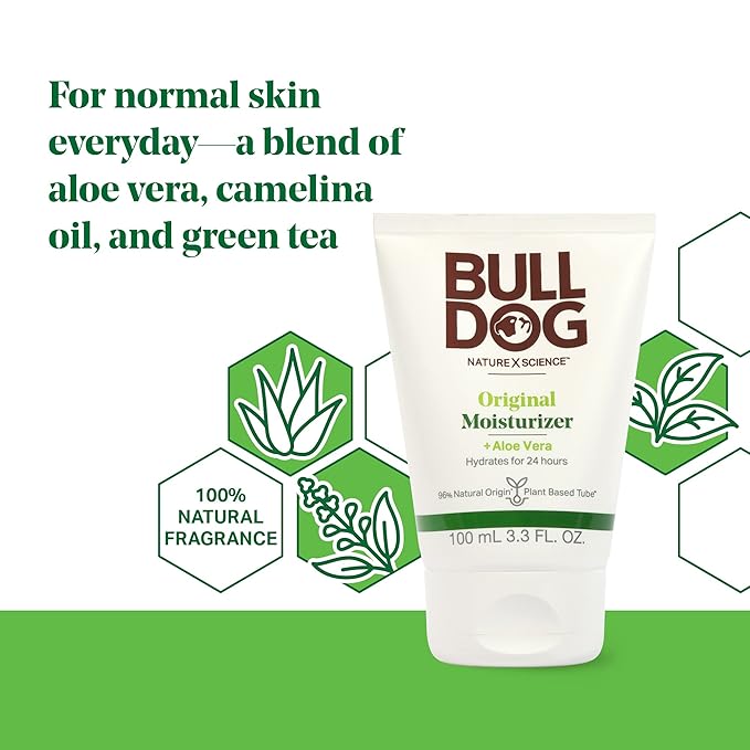 Bulldog Mens Skincare and Grooming Original Facial Moisturizer, 3.3 Fluid Ounce - Pack of 2