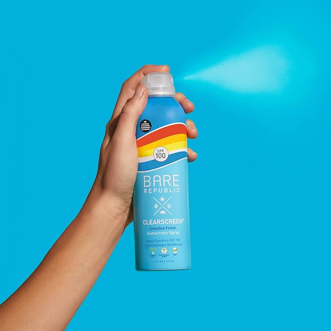 Bare Republic Clearscreen Sunscreen SPF 100 Sunblock Spray, Water Resistant with an Invisible Finish, 6 Fl Oz (Pack of 2)