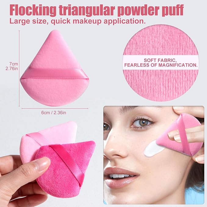 BS-MALL 21 Pcs Professional makeup brush set with foundation brush for liquid Makeup, eyeshadow Brush, concealer brush - Includes 6 Triangle Puffs & case for Even, Multi-purpose application (Pink)