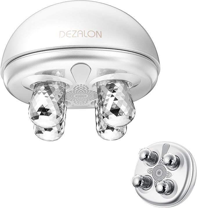 Microcurrent Facial Device, Face Massager Tool, Eye and Neck Massager, Cosmetic Red Glow Mode, Face Roller, Beauty Tools for Relaxing Facial Massage and Skin Care Routine, Silver Color