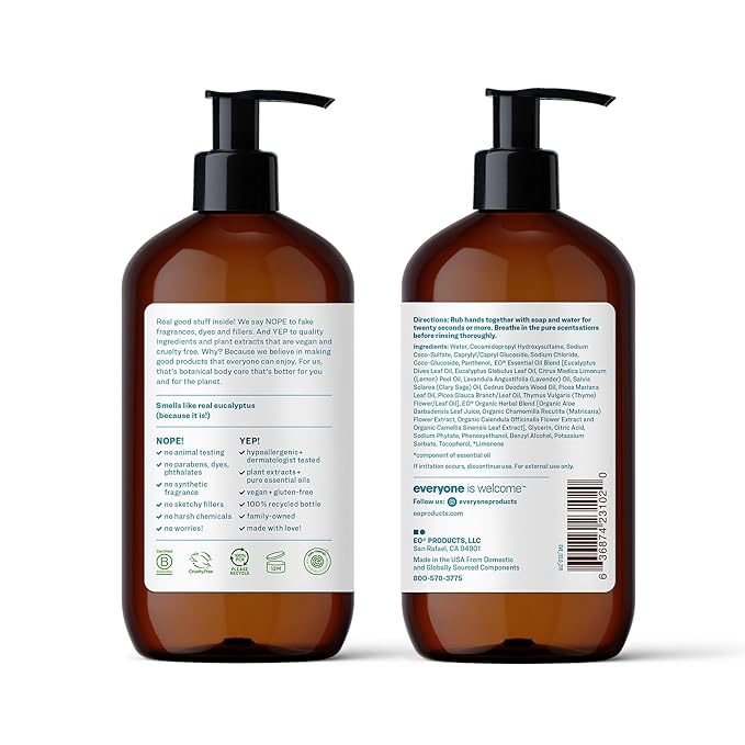 Everyone Liquid Hand Soap,12.75 Ounce,Pacific Eucalyptus,made with Essential Oils for kitchen and bathroom,(Pack of 6)