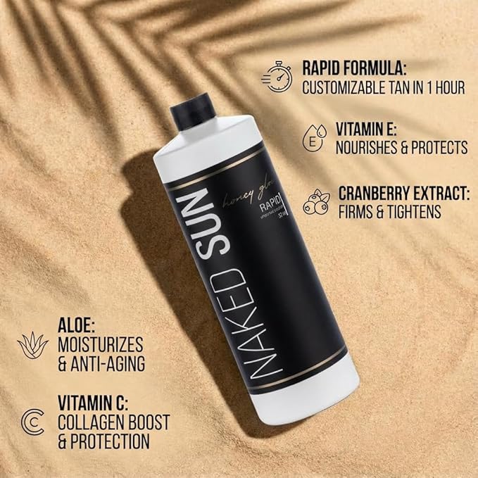 Naked Sun Honey Glow Violet Rapid Spray Tan Solution - 32 oz Airbrush Sunless Self Tan Spray