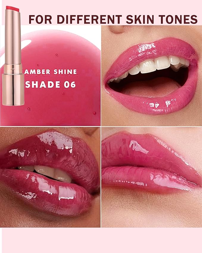 Hydrating Tinted Lip Blam, Natural Sheer Pink Nude Lipstick Moisturizing Lipgloss, Long Lasting Waterproof Lip Balm Stain Non-Stick Liptint Oil Stain Glossy Lipcolor Finish for Dry Cracked Lips-06