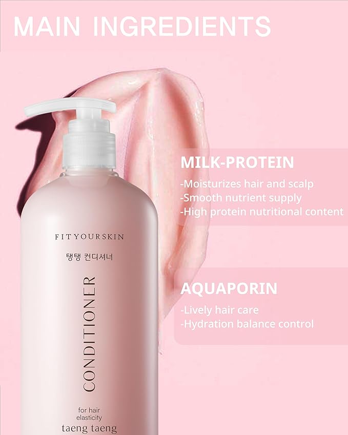 TAENG TAENG Elasticity Conditioner (17 fl.oz) – Korean Bouncy Volume Protein Conditioner for Fine, Limp Hair – pH 5.5 Keratin & Collagen, Rose Garden Perfume Scent, Paraben Free