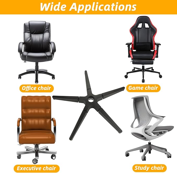 Office Chair Base Replacement Parts Heavy Duty 2500 Lbs, 28 Inch Desk Chair Base Replacement Universal Gas Cylinder and Caster Sockets