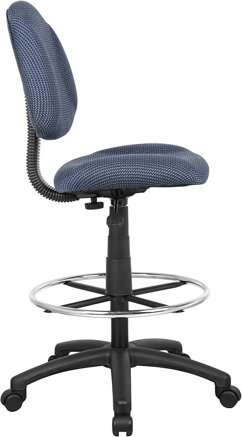 Boss Office Products Ergonomic Works Drafting Chair Without Arms in Blue, mid-Back (B1615-BE)