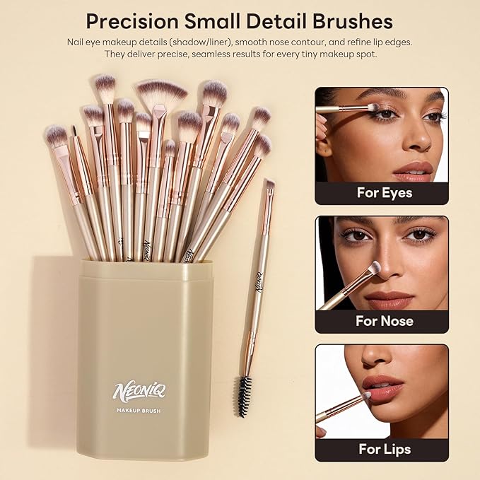 20 PCS Travel Makeup Brush Set, Makeup brushes, Professional Foundation Eyeshadow Concealer Blush Powder Bronzer Brushes,Versatile Face Make Up Tools with Travel Makeup Case（Champagne Gold）