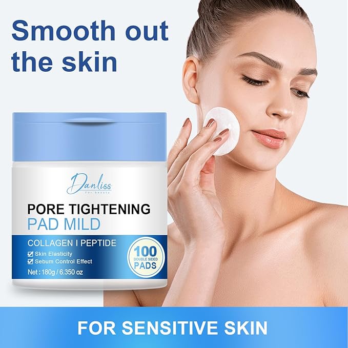 Pore Tightening Cleansing Pads with Niacinamide, Vitamins B5, C & E, Hydrating and Soothing, Improving Elasticity Pore Refining Toner Perfecting Cleansing Pads (100 pc)