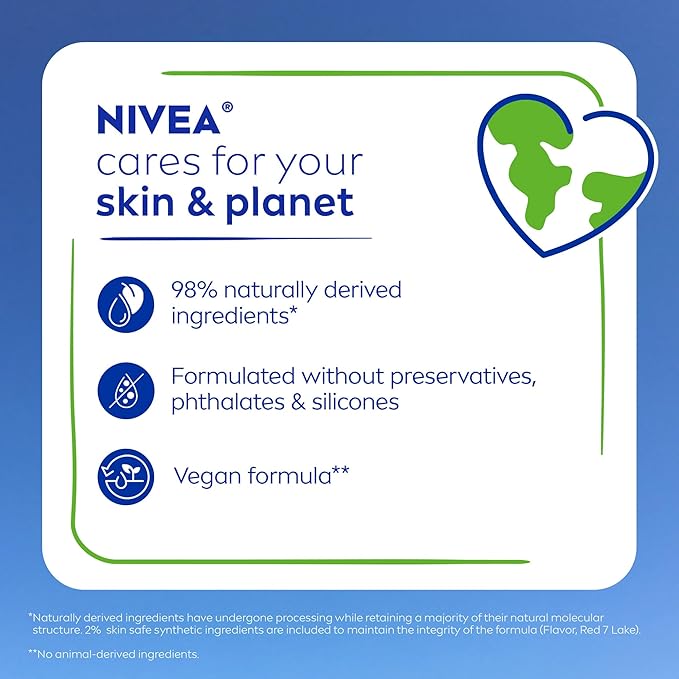 NIVEA Cherry Lip Care,Ruby Tinted Lip Balm Pack with Shea Butter,Nourishing Oils and Vitamin C & E,3-in-1 Moisture,Repair and Color,0.17 Oz Stick,(Pack of 8)