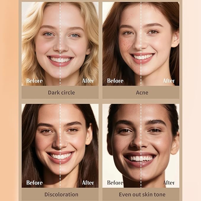 Foundation Stick, 2 in 1 Dual-Ended Eraser Contour Stick with Brush, Tinted Moisturizer, Skin Tint, Face Foundation, Radiant & Dewy Finish for Face Makeup, Sheer to Medium Coverage (＃3)