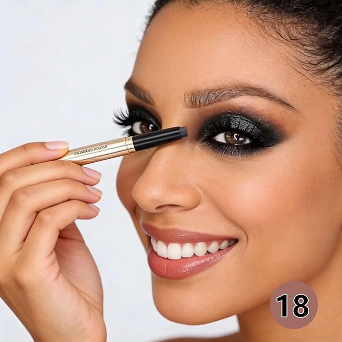 Eyeshadow Stick Makeup Cream Smooth Shimmer Eyeshadow Pencil, Hypoallergenic Waterproof Long Lasting Eye Shadow Highlighter Stick Midnight Black # 18