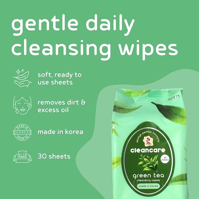 PB & JAY Cleancare Cleansing Wipes – 30 Count – Makeup Remover for Balanced, Refreshed Skin – Hydrating Korean Face Wipes for Sensitive Skin (Green Tea)