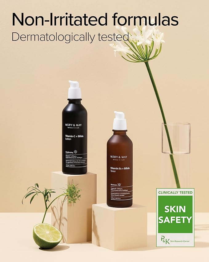 Mary&May Vitamin B5 + Bifida Toner - Nourishing Face Toner for Enhanced Skin Barrier Strength and Moisture Retention - 30,000ppm Bifida Fermentation & 1,000ppm Vitamin B5, 4.06 fl.oz.