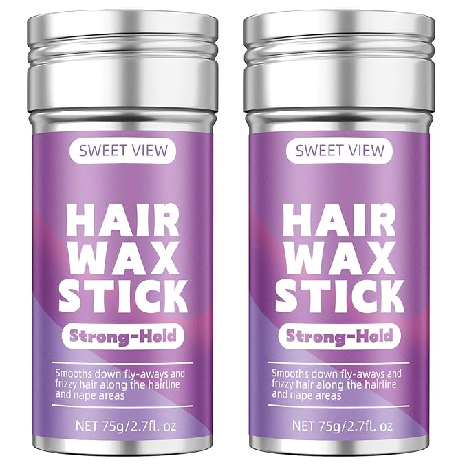 2PCS Hair Wax Stick, Slick Back Hair Pomade/Balm/Gel for Tame Flyaways, Frizz, Sleek Ponytails, Buns, Styling Accessory for Women, Teen Girls