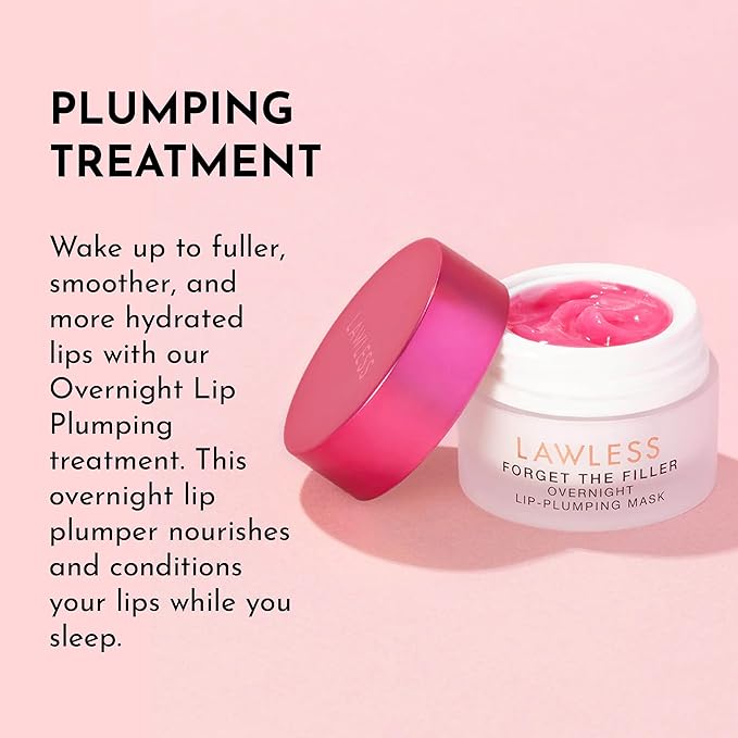 Lawless Women's Forget The Filler Overnight Lip Plumping, Juicy Watermelon, 0.28 Ounce (Pack of 1)