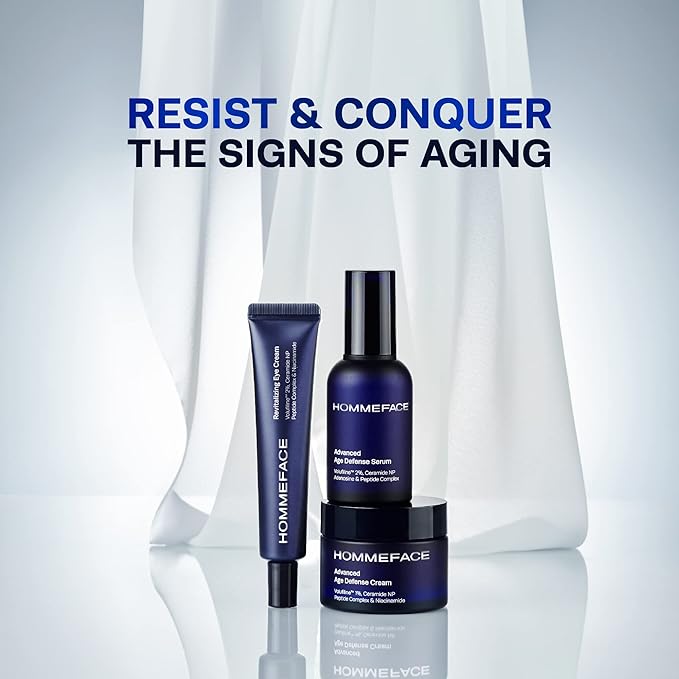 HommeFace Men's Daily Anti-Aging 5-Step Skincare Routine Bundle with Face Wash, Toner, Serum, Revitalizing Eye Cream, and Face Cream