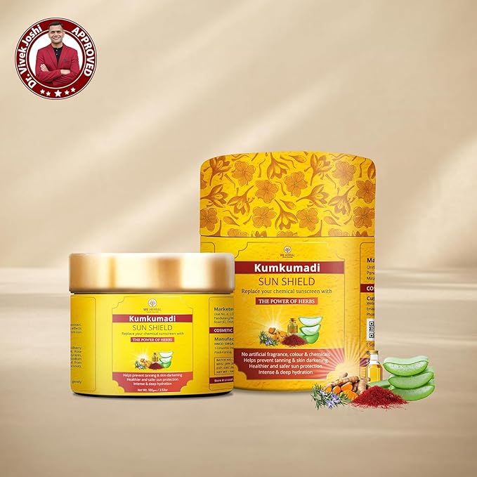 Kumkumadi Ayurvedic Sunscreen for Face & Body with Saffron, Aloe Vera & Licorice – Lightweight Non-Greasy Sun Protection, No White Cast, Daily Moisturizing Sunscreen – 100 g
