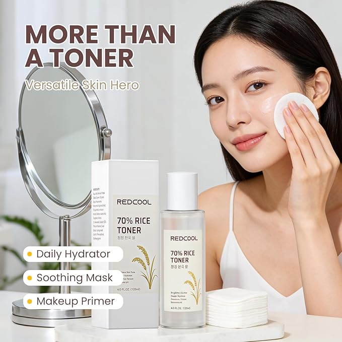 Rice Toner & Serum for Face, 70% Rice Water Facial Toner, Lightweight Hydrating Skin Care for Daily Use, Moisturizing Face Toner Suitable for All Skin Types, 120ml / 4.0 fl oz