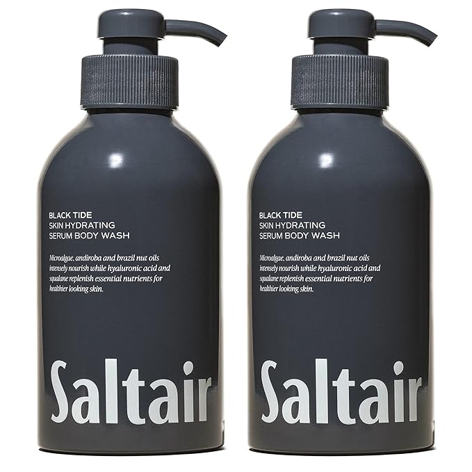 Saltair Body Wash 2-Pack – Moisturizing Body Wash with Squalane & Hydrating Oils – Scented Shower Gel for Men – Black Tide Scent, 2x 17oz – Vegan, Cruelty-Free, Paraben-Free