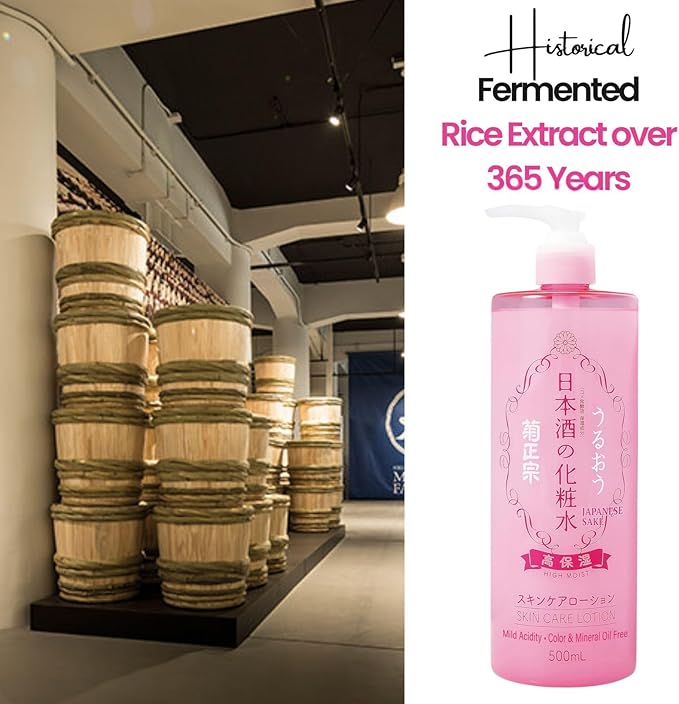 Kikumasamune 2-in-1 Face Toner + Full Body Lotion for Women, Natural Body Lotion for Dry Skin with Rice Extract, Amino Acids, Ceramides& Protein, Japanese Skin Care Lotion, HIGH MOIST, 16.9 Fl Oz, 2EA