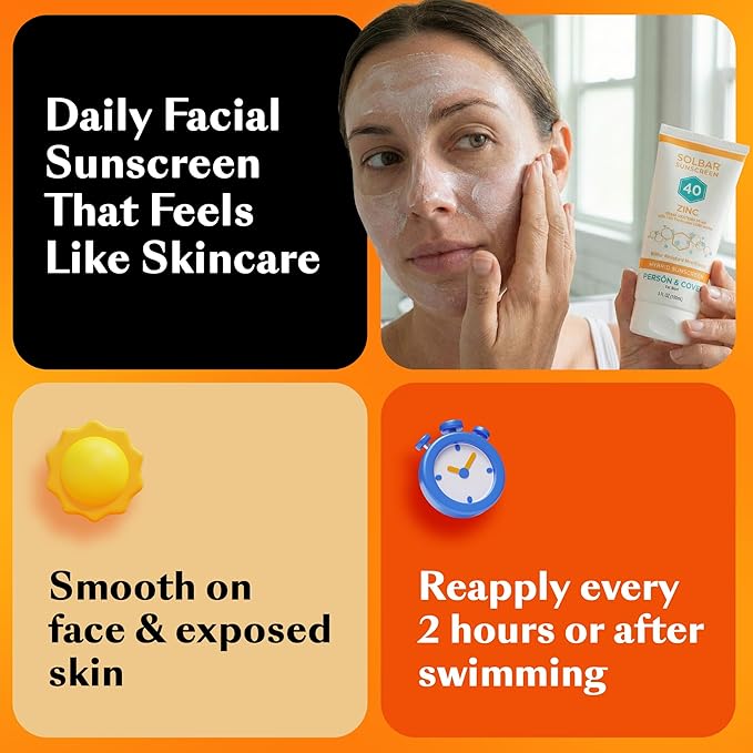 Solbar Zinc SPF 40 Hybrid Sunscreen for Face & Body, Transparent Zinc Oxide, Broad Spectrum Sun Care, Water Resistant Travel Size 3oz