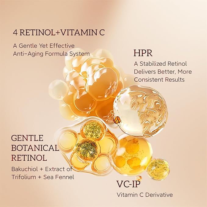 HKH Bakuchiol Retinol Serum For Face: 30 Capsules Anti-Aging Serum Sensitive Skin - SGS Tested Wrinkle Reduction in 4 Weeks - Night Repair Oil With Peptides & Plant-Based Retinol - Travel-Friendly