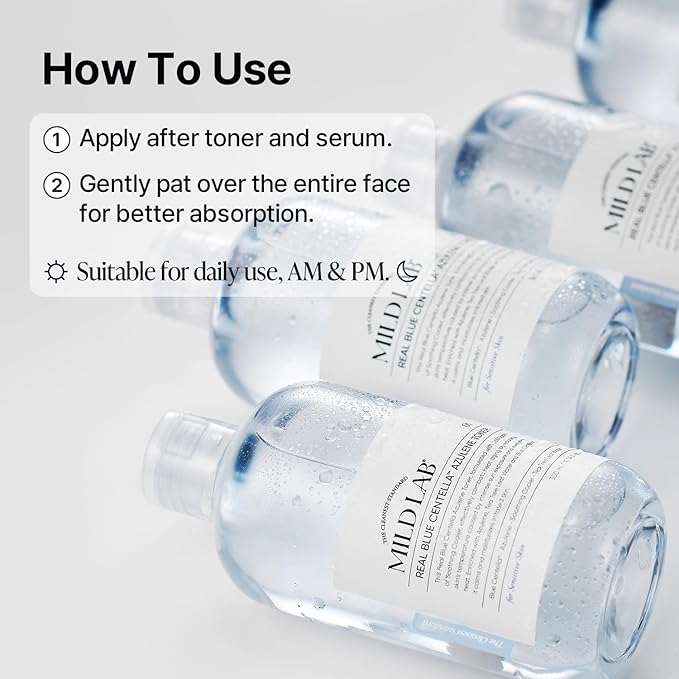 Real Blue Centella Azulene Toner | Calming & Hydrating Facial Toner for Oliy & Sensitive Skin with Azulene, Centella | Korean Skin Care (300 ml/10.14 fl.oz.)