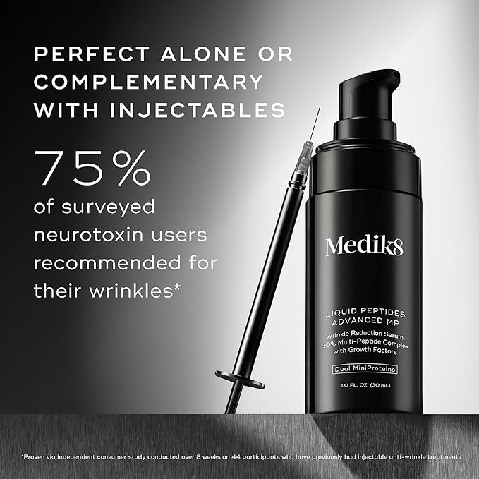 Medik8 Liquid Peptides Advanced MP - Peptide Serum - Face Serum for Wrinkle Reduction - Hydrating and Supports Collagen, Hyaluronic Acid - 1 oz.
