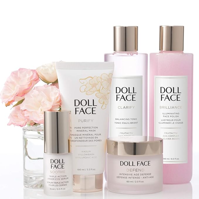 Doll Face Clarify Balancing Toner Glycolic Acid, Willow Bark and Enzymes, for Facial Soothing, Facial Toning 8oz
