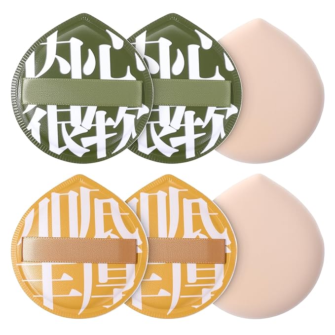 6 Pcs Korean Makeup Sponge Puff for Foundation Concealer, Teardrop Makeup Sponge Set Cushion Puff Foundation Sponges for Liquid Cream Contouring (Large Size)