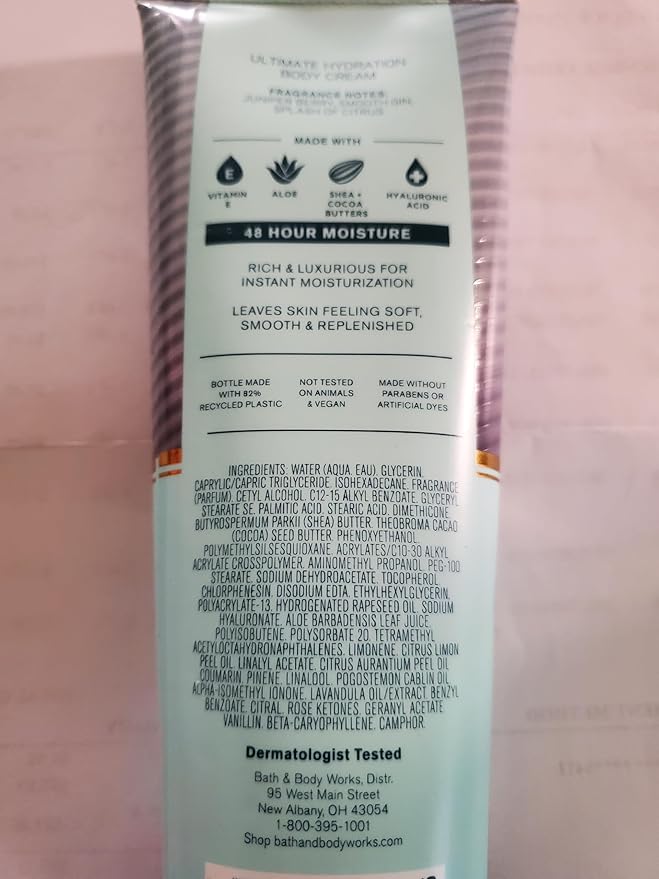 Bath & Body Works Men's Distiller's Gin Ultimate Hydration Body Cream 8 Ounces Pack of 2