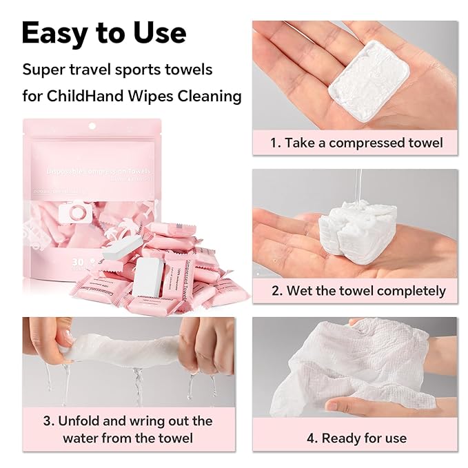 Compressed Towels 300 Count, Disposable Face Towels, Coin Tissues, Portable Travel Towels for Skincare, Camping, Gym, Home & Outdoor Use