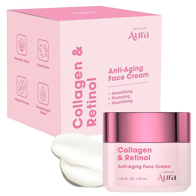 Collagen & Retinol Face Cream – Dermatologist Tested, Anti Aging, Korean Skin Care – Firming, Anti Wrinkle, Hydrating Moisturizer, Pore Care – Vegan, Clean Beauty – Pack of 2