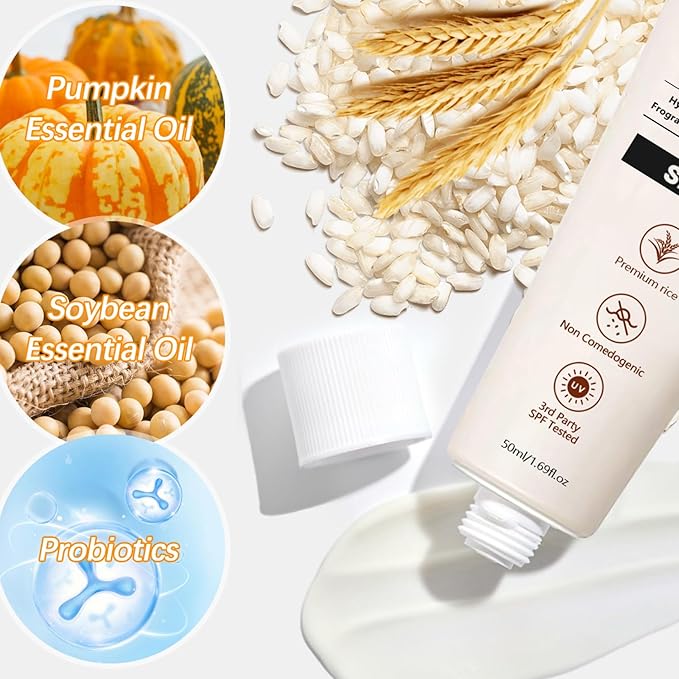 SPF 50+ with Rice Probiotics, Korean Skincare, Lightweight Non-Greasy Formula for All Skin Types, Nourishing UV Protection, 50ml (1PC)