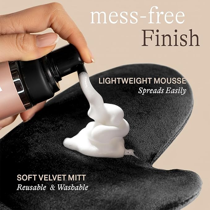 Ultra Dark Self Tanner Tanning Mousse Kit - USA Made with Natural & Organic Ingredients, Self Tanner Mousse and Mitt, Fake Tan Tanning Foam, Sunless Tanners Best Sellers for Darkest Self Tan