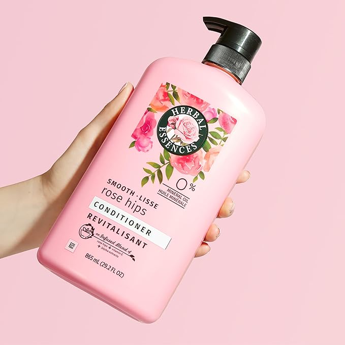 Herbal Essences Shampoo & Conditioner Set, Rose Hips - Smooth Collection, Paraben-Free, Color-Safe, Shiny Hair with Jojoba & Vitamin E, 29.2 Fl Oz Each, 2-Pack