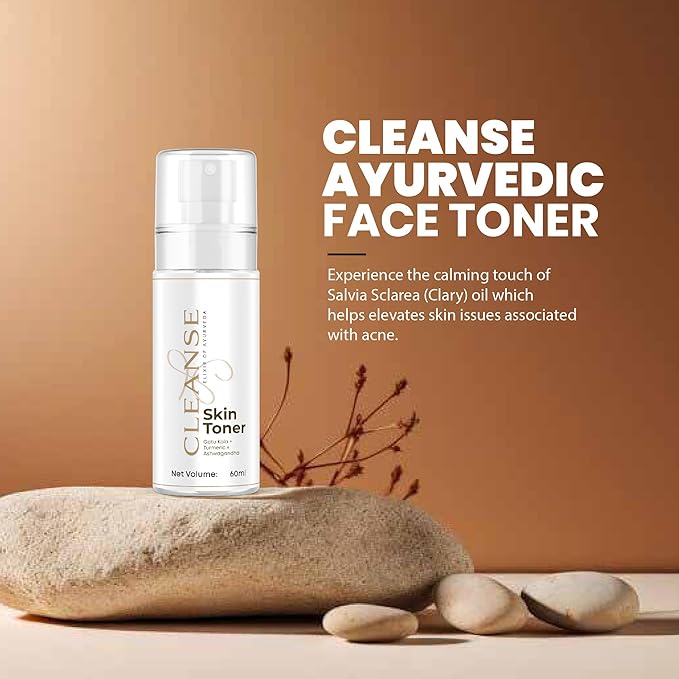 Cleanse Ayurveda Skin Toner with Green Tea & Aloe Vera for Wrinkles & Fine Lines, Radiating Face Toner for Women & Men, for All Skin Types, 1.7 Fl Oz