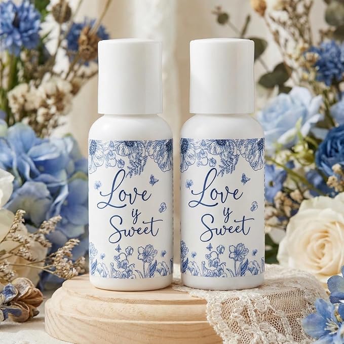 24 Pcs Something Blue Before I Do Bridal Shower Travel Size Mini Sunscreen Bulk SPF30+ Sunscreen Blue Flowers Love Is Sweet Wedding Party Favors for Guests Thank You Gifts, 1 Fl. oz